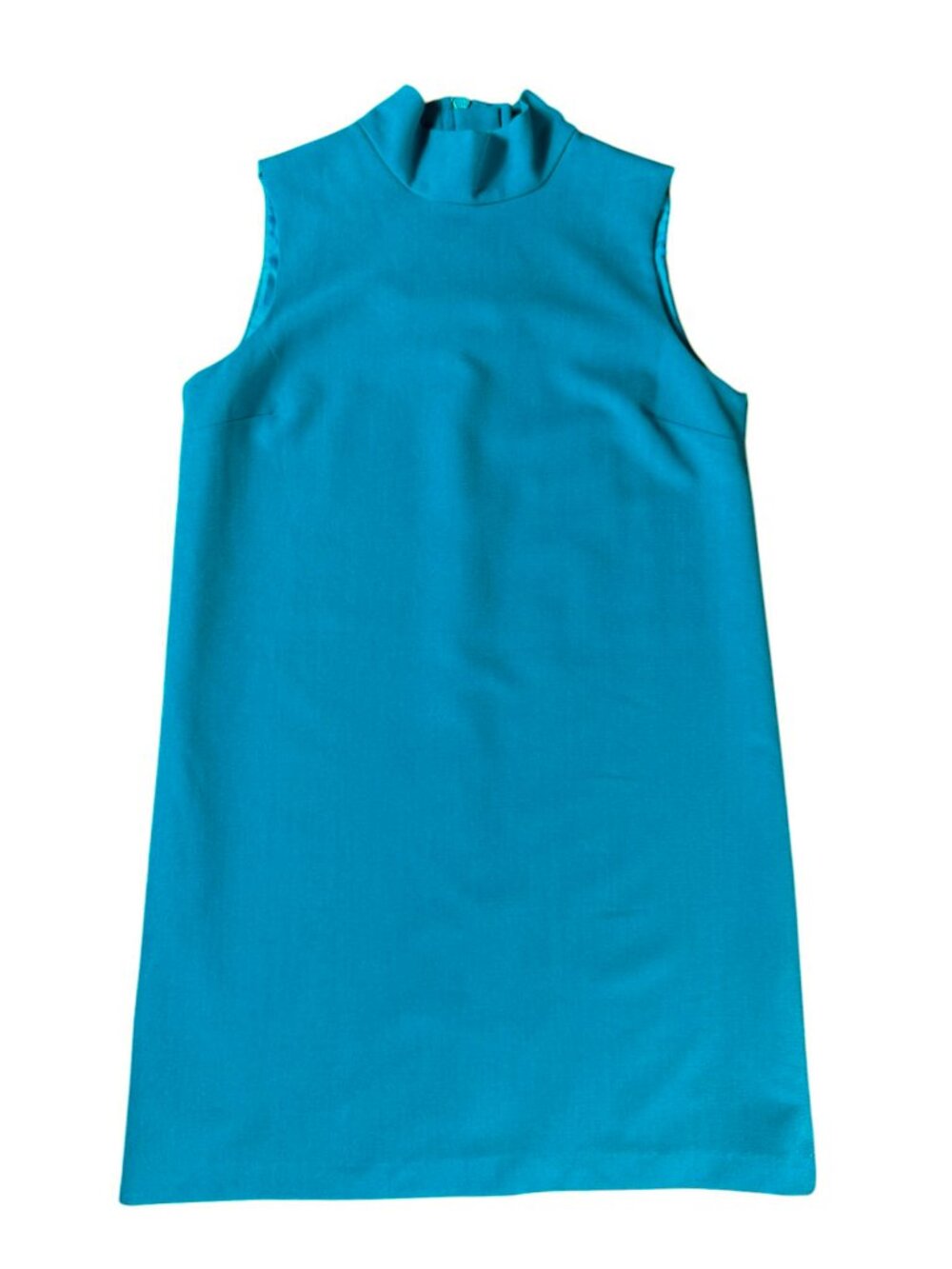 Asos Petite Teal Shift Dress Women's Size 2P Preppy 60s Mod Retro Mini Mock Neck